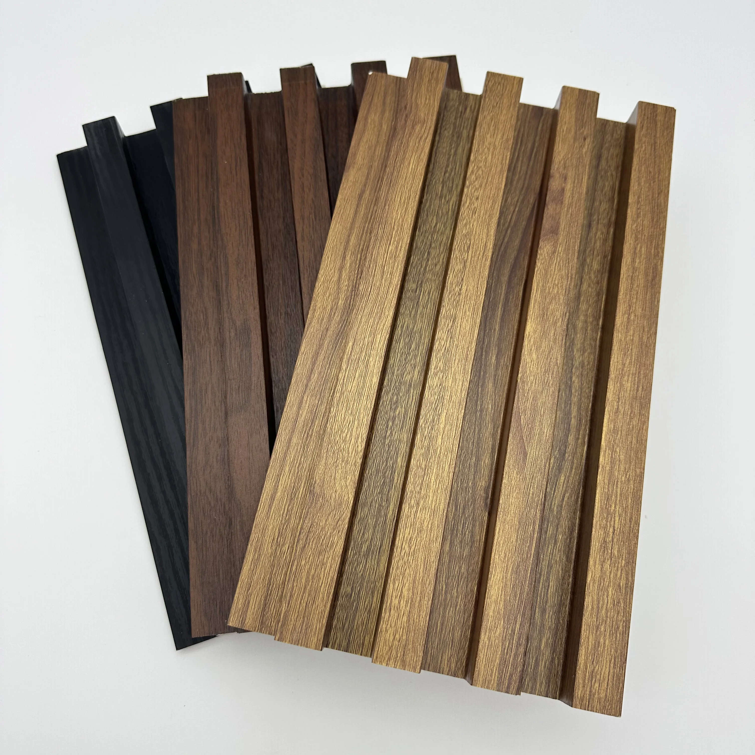 Wholesale Cheap Manufacture Customization pvc foam fluted panel  Wood Grain wall panel pvc madera for interior wall decoration