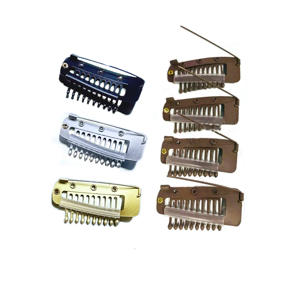 Hair Extension Snap BB Clips with safety Pin for Wig Weft Salon Grip Metal Ten teeth Beret Top hat antiskid Clip