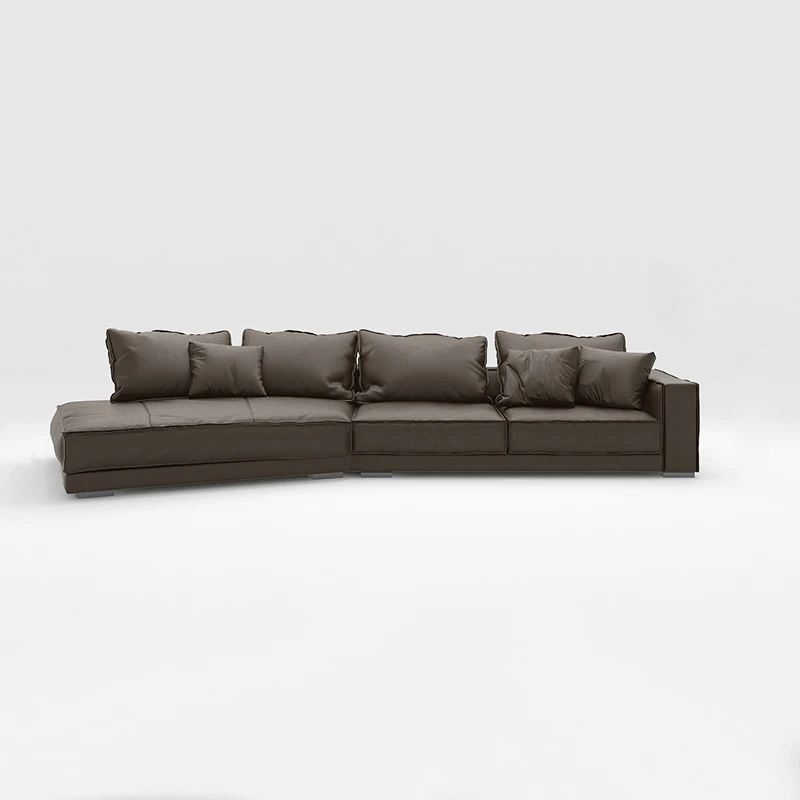 leather sofa modern minimalist living room small apartment Nordic light luxury wind special-shaped corner art sofa