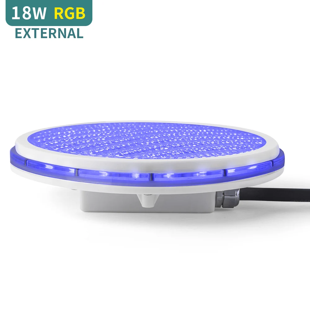 IP68 waterproof DC 12V 18W RGB External control led ultra flat PAR56 ABS swimming pool light bulb