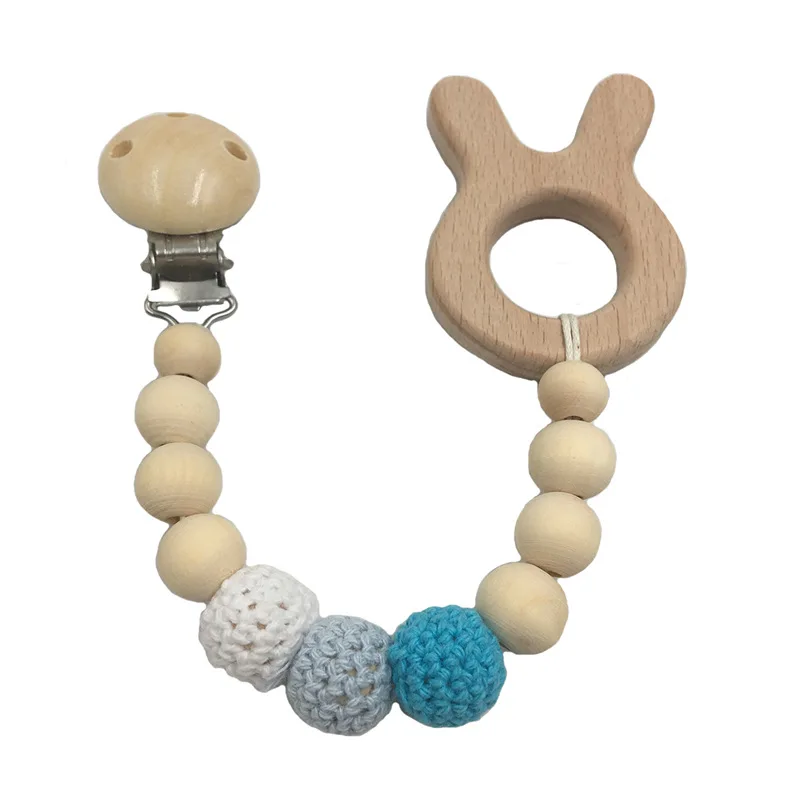 Буковая деревянная цепочка-пустышка с индивидуальным именем ручная работа DIY цепочка для прорезывания зубов детский Прорезыватель пустышка зажим для вязания крючком из бисера детский продукт