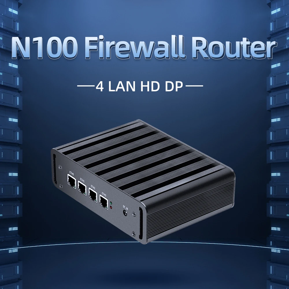 Intel Fanless MINI PC N100 DDR5 RAM 4 I225V Ethernet LAN RJ45 HD DP 4K 12V Computer LINUX Firewall Soft Router