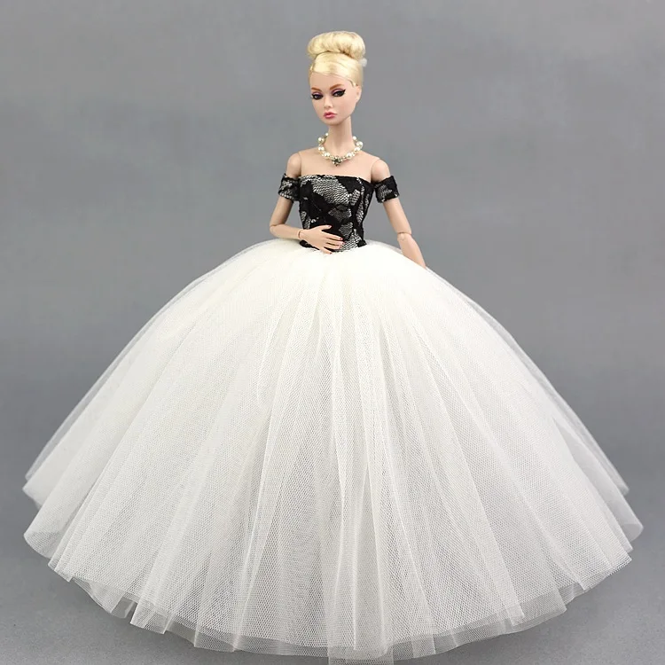 Doll Dress High quality Handmade Long Tail Evening Gown Clothes Lace Wedding Dress +Veil For 30cm 1/6 Doll Best Gift