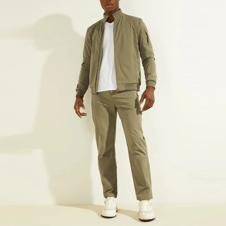 wholesale men sweatsuit nylon jogger tracksuit custom logo fitness windbreaker sportswear private label suits set training wear