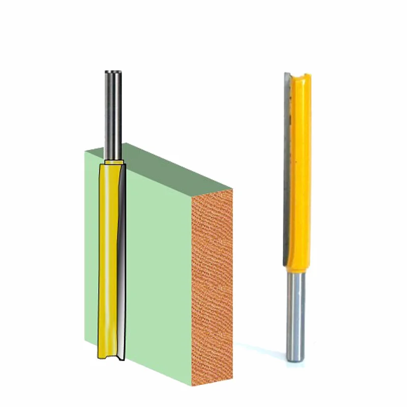 HOZLY 1/4 Shank Extended Double Flutes Straight Bit Router Bit Milling Cutting for Wood Tool Carton 1 Piece 2flutes
