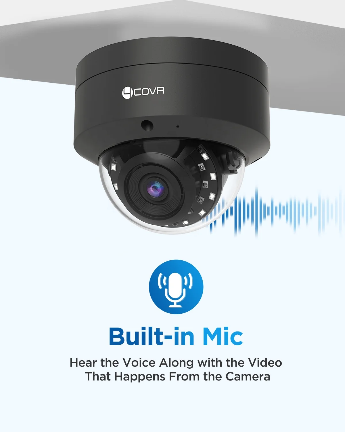 4COVR 5 Megapixel Outdoor IK10 Vandal-proof Dome Built-in Mic AI Person Detect Business Home PoE CCTV Security 5mp ip camera