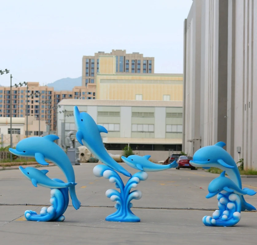 Animals Large Cartoon Fiberglass Material For Outdoor Park Decoration And Activities Sculpture Outdoor Simulated Dolphin