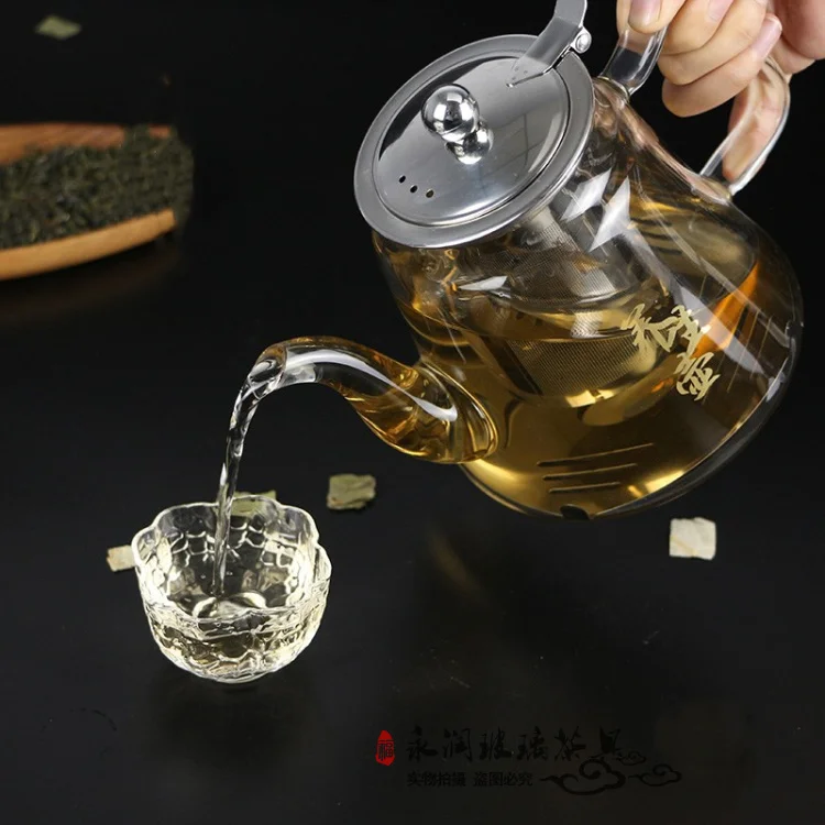 High Borosilicate Glass Filtering Tea Maker Teapot clear Tea Set