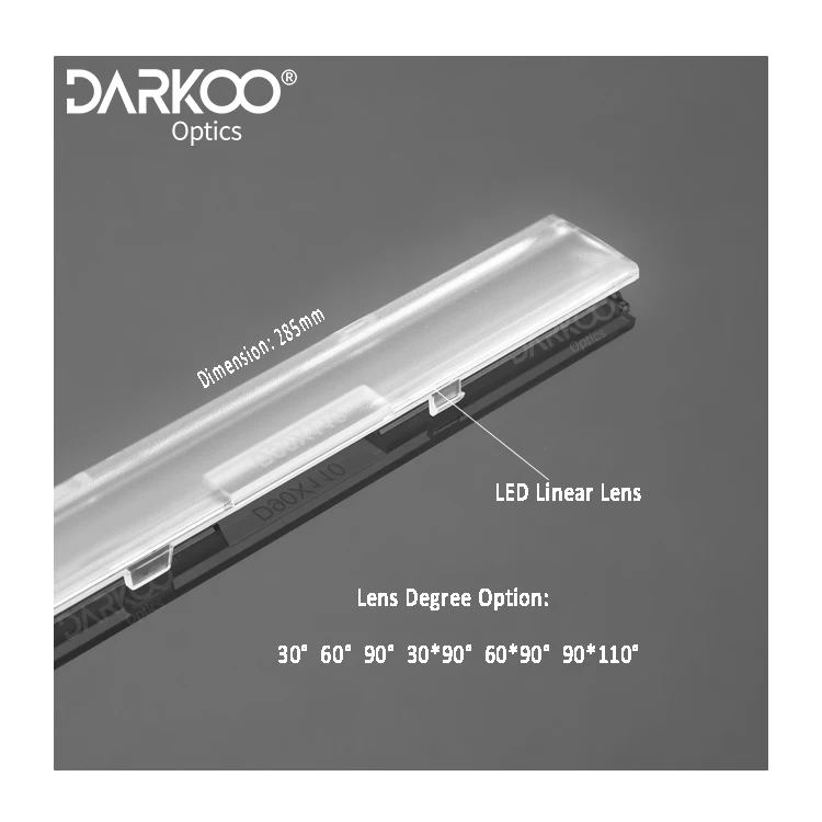 Led Lens for Lighting Fitures Linear Antiglare Anti with Asymmetric Spotlight Fresnel 285Mm Optical