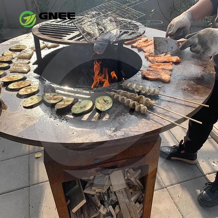 Outdoor Garden type Large rusty surface bbq pit Corten metal china barbecue grill