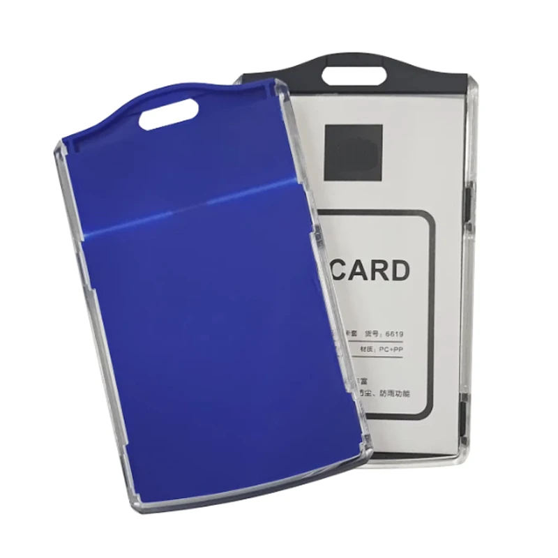 New Arrival Plastic Vertical Name Card Id Card Holder Wholesale Open Behind Back Cover Design Waterproof Work Card Holder
