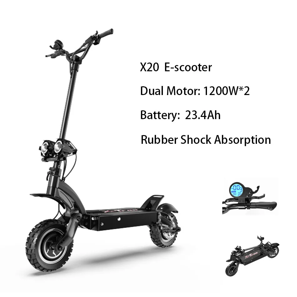  Быстродействующий электрический скутер X-Tron X20 2400 Вт с Европейским складом Dualtron