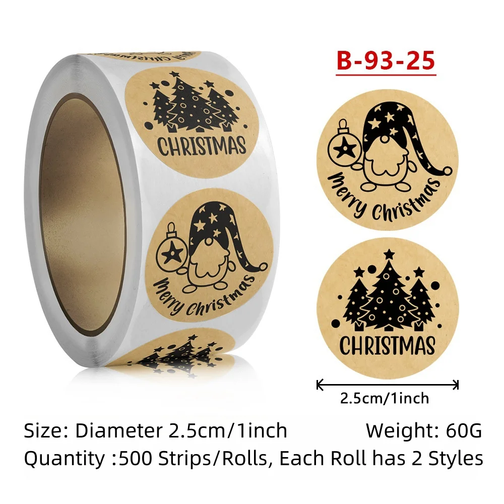 Direct Selling Kraft Paper Decoration Gift Customized Kraft Paper Stickers Christmas Happy Label Merry Christmas Sticker