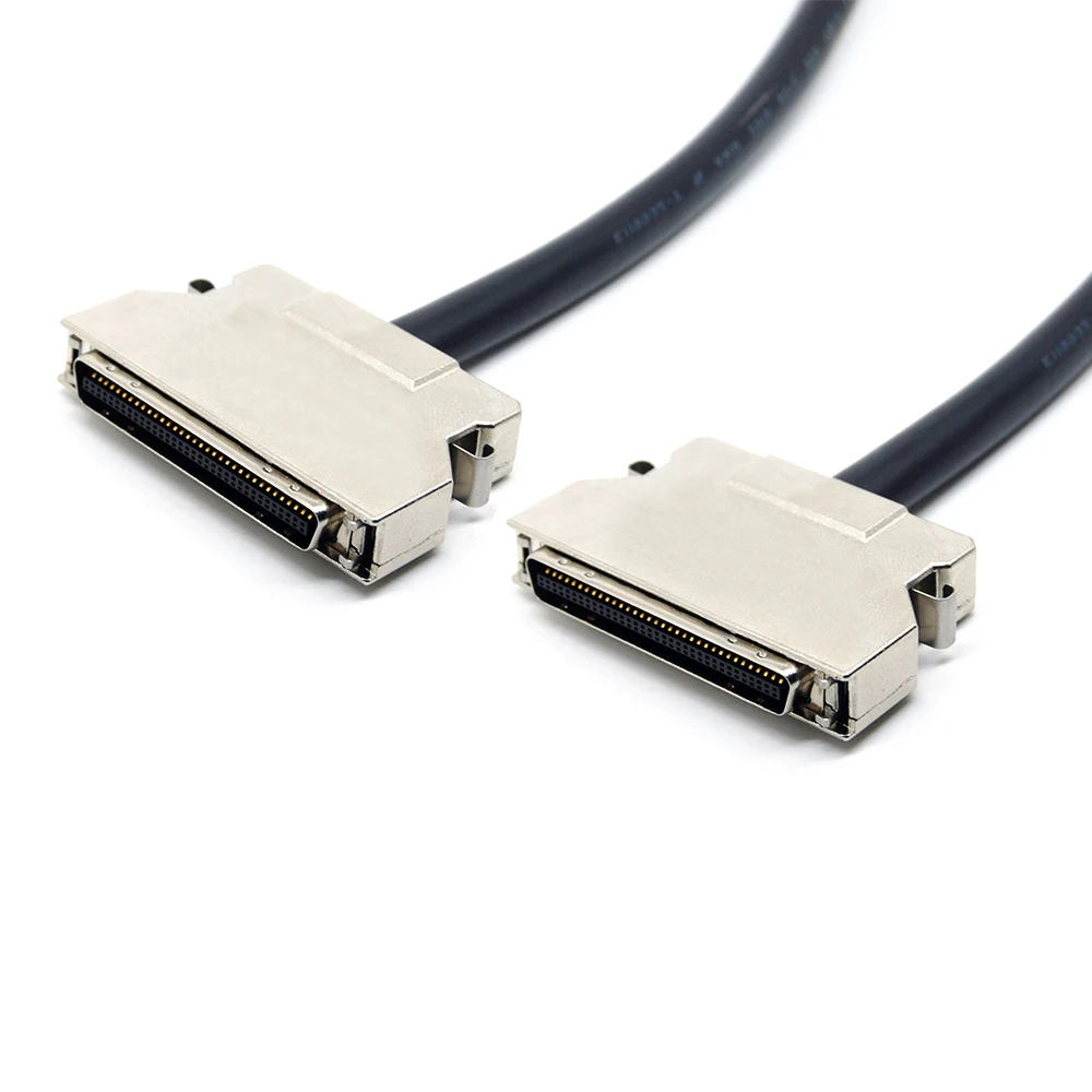 HPCN 68Pin male to male cable assembly spring latch type,SCSI 68Pin Cable,MDR 68Pin male cable,L=1M