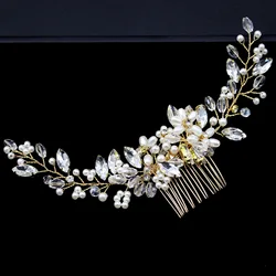 Rhinestones Pearls Flower Hair Comb Bridal Headpieces Hair Accessories Bridesmaid Tiara Wedding Hair Jewelry