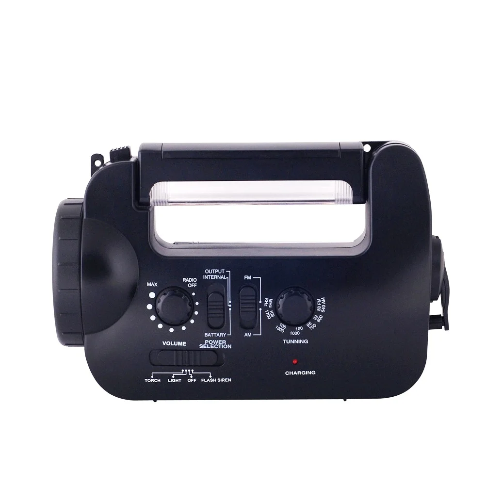 
Emergency Dynamo Radio LED Light Crank Charger with siren blinking and mobile phone charger 