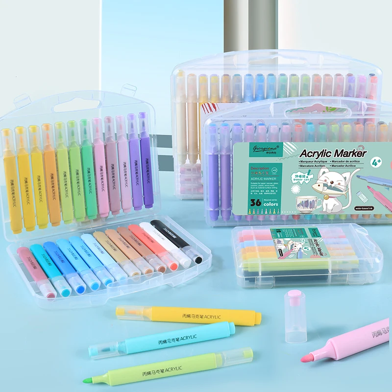 Giorgione 12pcs Quick Dry Acrylic Paint Marker Pen Set Waterproof for Kids DIY Painting on Paper & White Board Art Markers
