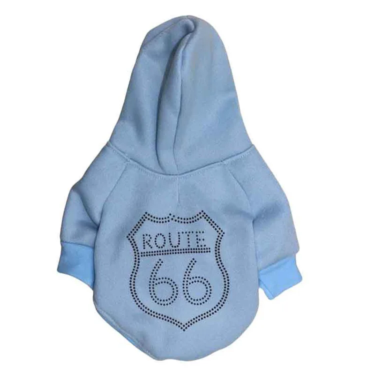 
White Fleece Route 66 Hoodie Dog Pet Clothes 