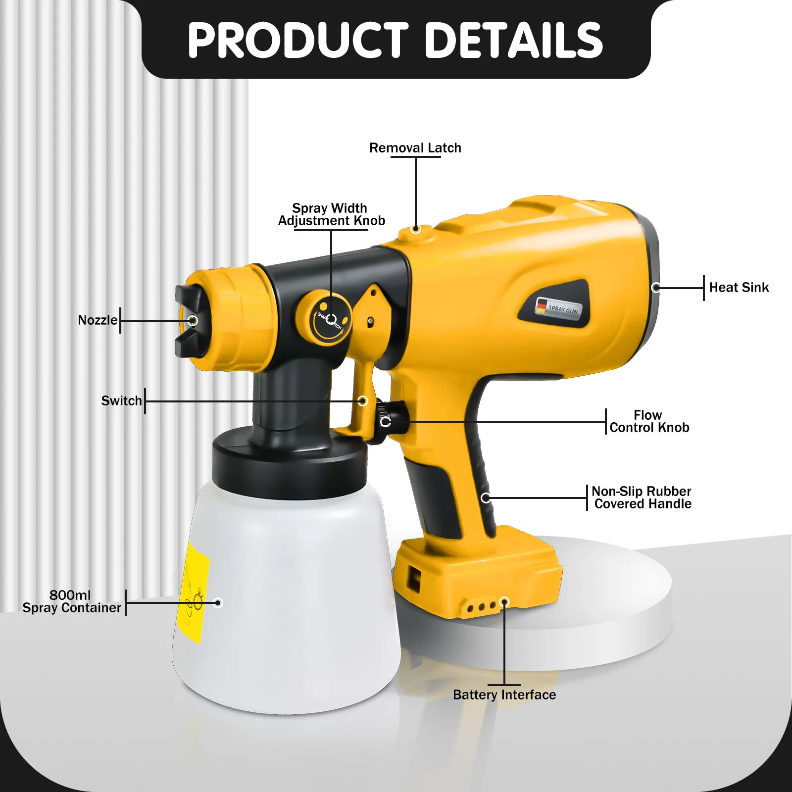 Электрический распылитель для Dewalt 18 В 20 литий-ионный аккумулятор