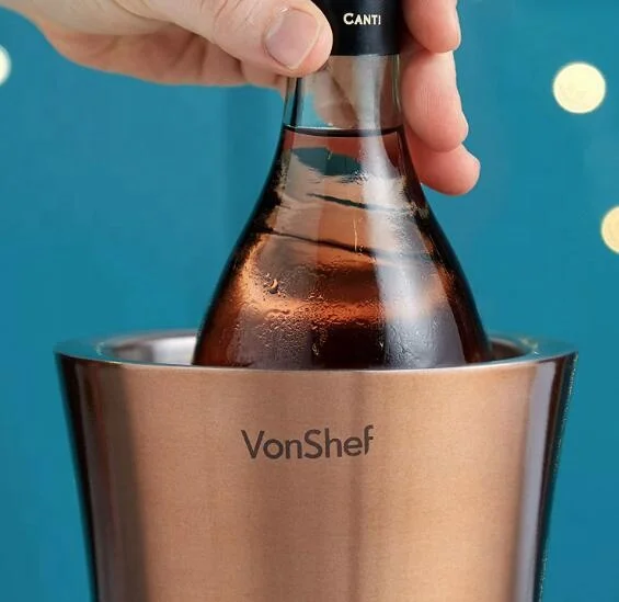 Copper Wine Bottle Cooler Chiller on Stainless Steel and  Double Walled Insulated