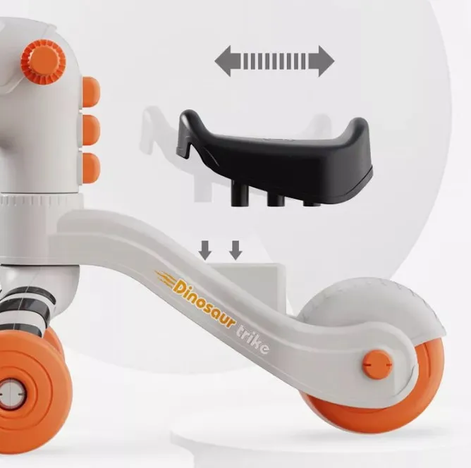 3 Wheels Lights Music Fun Safety Trikes Cartoon Dinosaur Toy Baby Walker Ride On Car Sliding Tricycle For Toddler