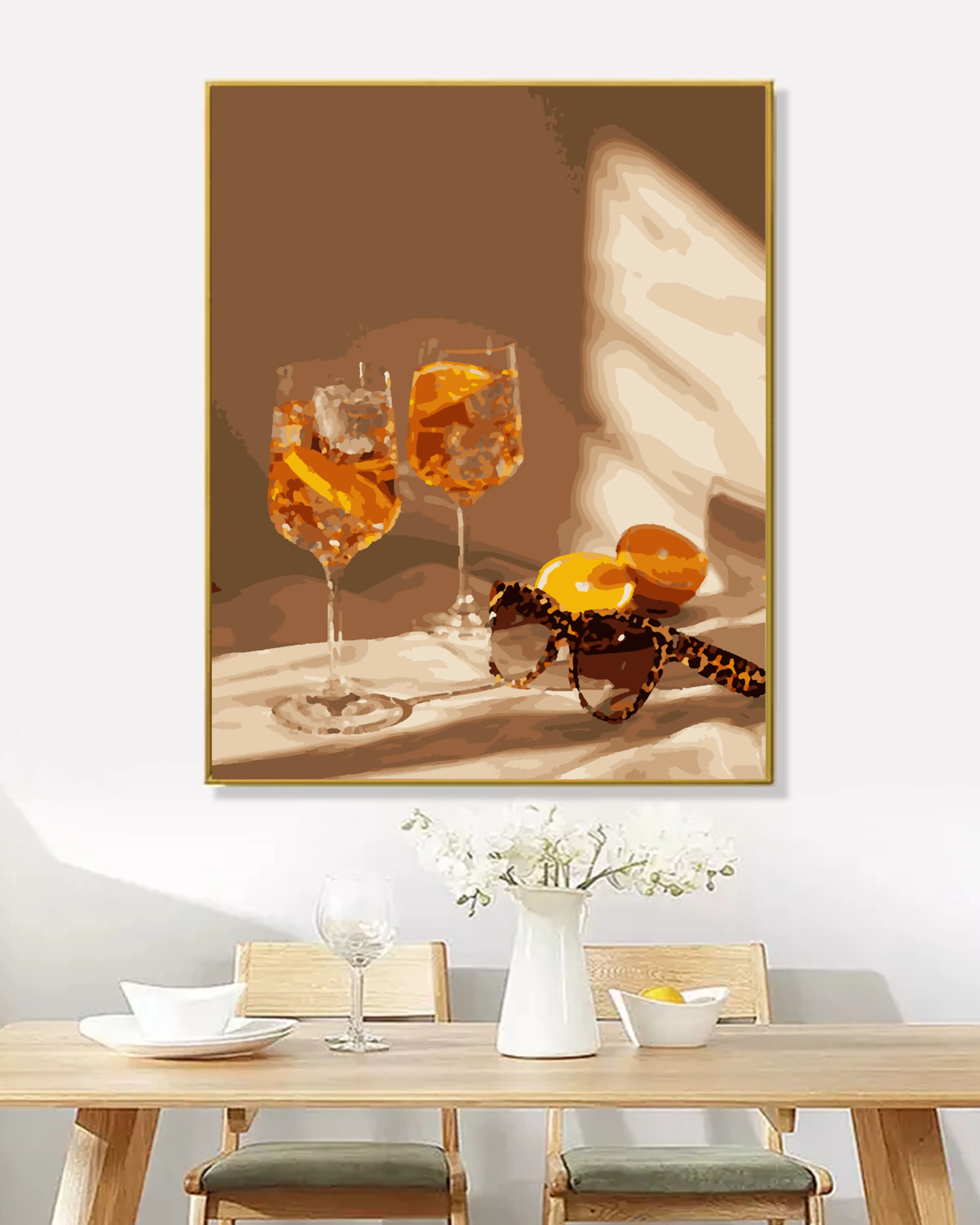 Leopard Print Sunglasses Lemon Ice Cube Goblet Elements Customizable Restaurant Wall Decoration Painting Digital Oil Painting