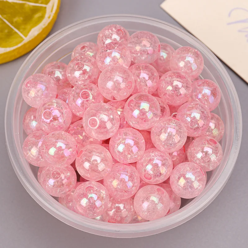 Acrylic Plastic Lucite Beads Wholesale Loose Round 8mm 10mm Crack Floral Print Acrylic Bead for Bag Making