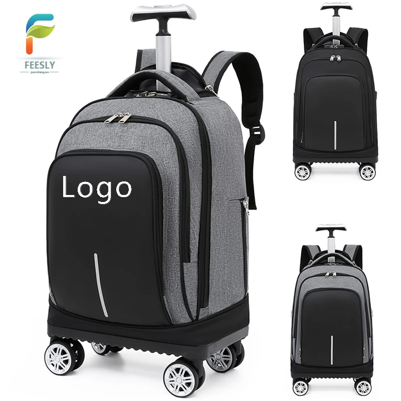 laptop backpack Waterproof 4 Wheeled Trolley Backpack With wheels School Laptop Travel Bag 19 inches Backpack Trolley Travel