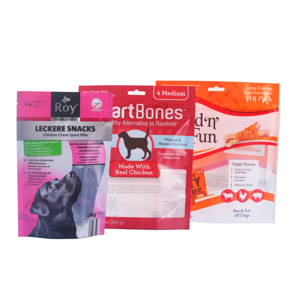 Best price cheap ziplock plastic dog food bag for packaging dog fresh food