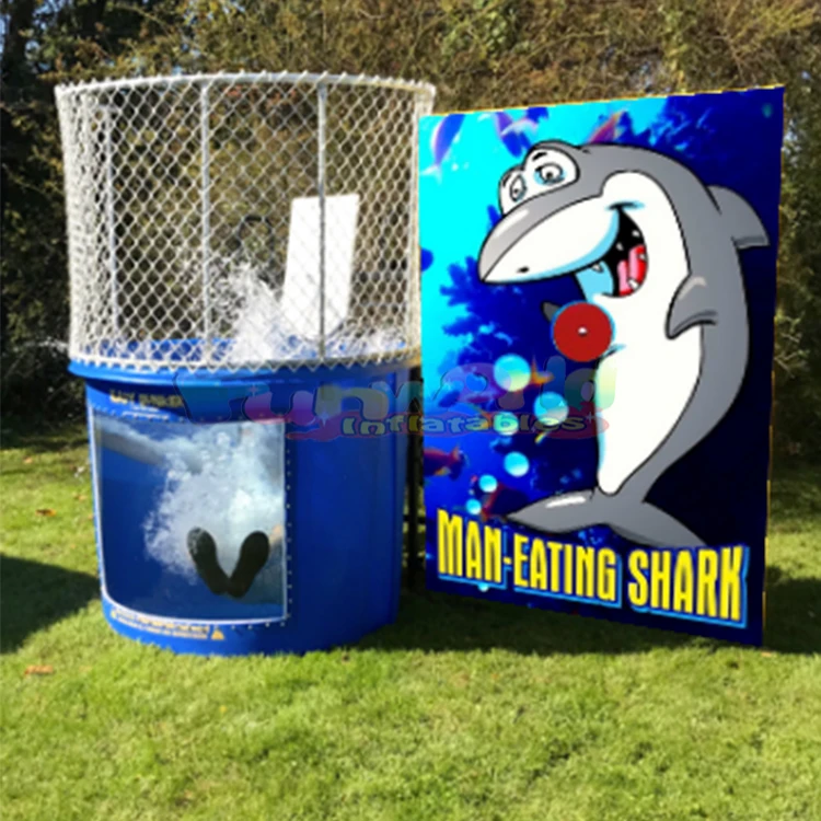 Backyard outdoor party dunk tank carnival game dunker safe machine cheap pvc dunking booth challenge inflatable water dunk tank