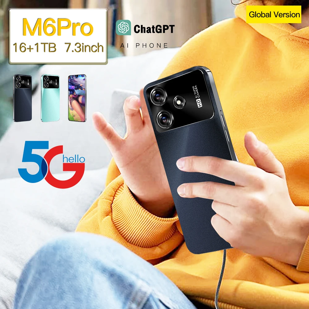 Customized Brand M6 Pro 16 512GB 5G Android 11 Smartphone Fashion Mobile Phone OEM Wholesale 5G Android Smartphone for Fashion E