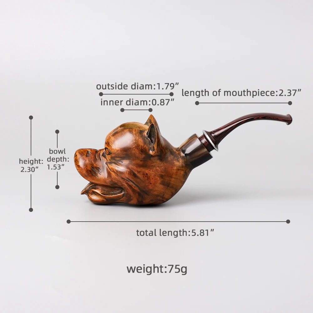 MUXIANG personalized fashion dog design high grade material briar wooden smoking tobacco pipe