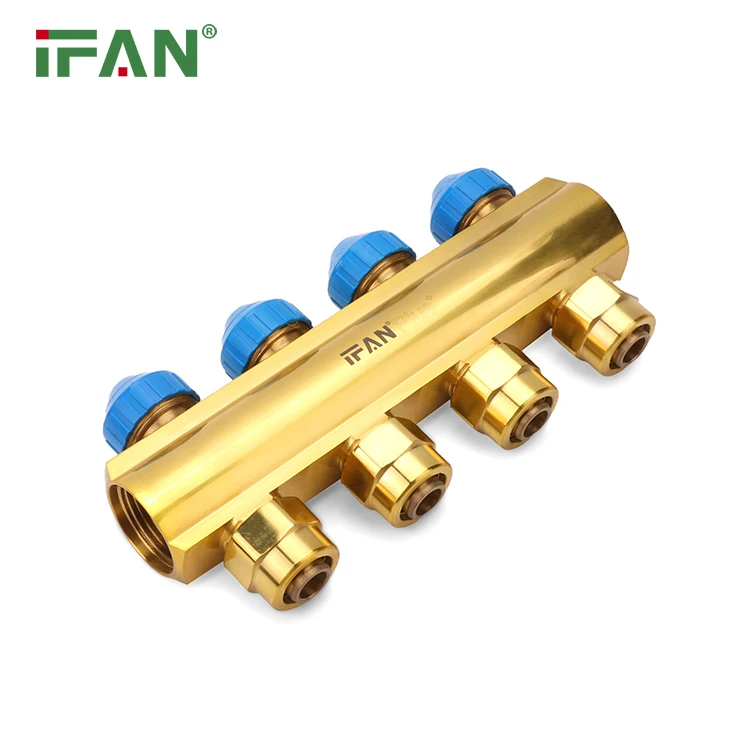 IFAN Customized Radiant Heating Manifold 3 Way Brass Valve Manifolds High Temperature Water Manifold