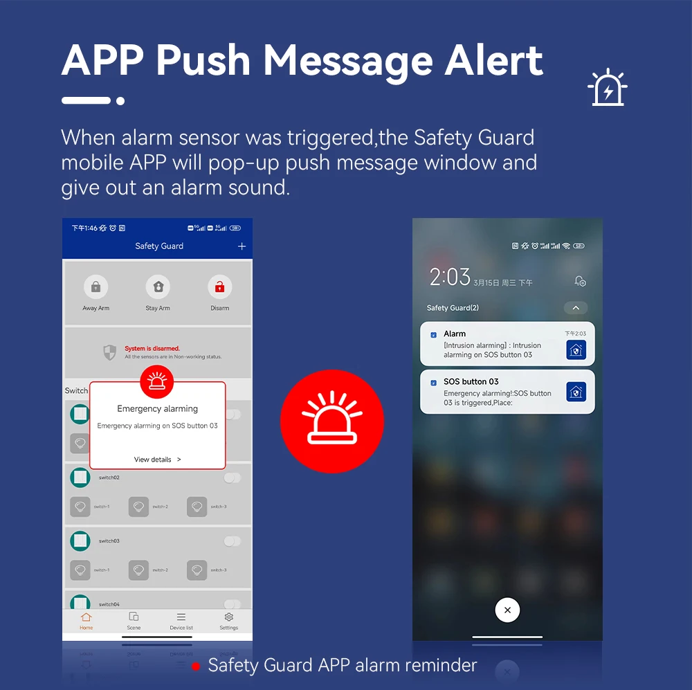 Smart home alarm system support 100 wireless Defense Zone WIFI/GPRS home security system support SMS function