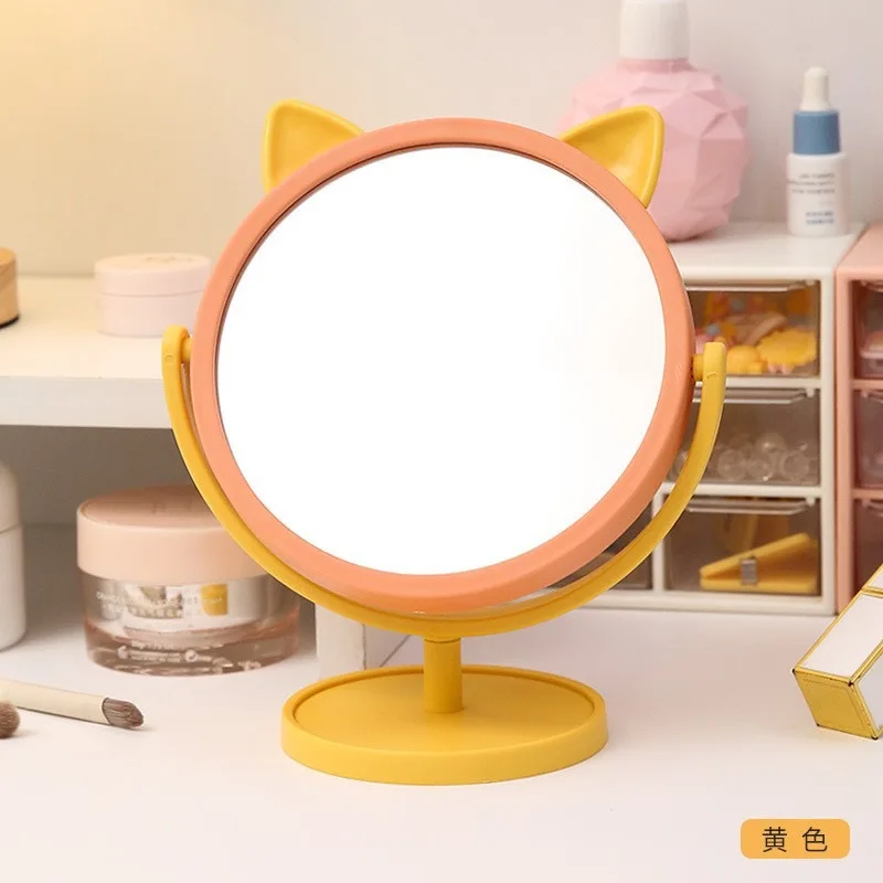 Wholesale desktop cartoon mirrors for women, portable dormitories, student cat ear dressing mirrors, minimalist makeup mirrors