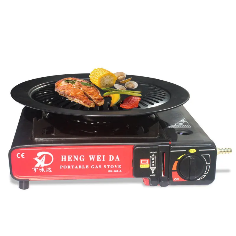 Portable Kitchen Kitchenware Butane Outdoor Camping Gas BBQ Grill Stove  with Carrying Case Dual-purpose