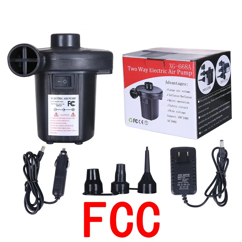 Portable Electric Air Pump for Inflatables, Camping Air Mattress Pump wit 3 Nozzles for Airbed Inflatable Pool