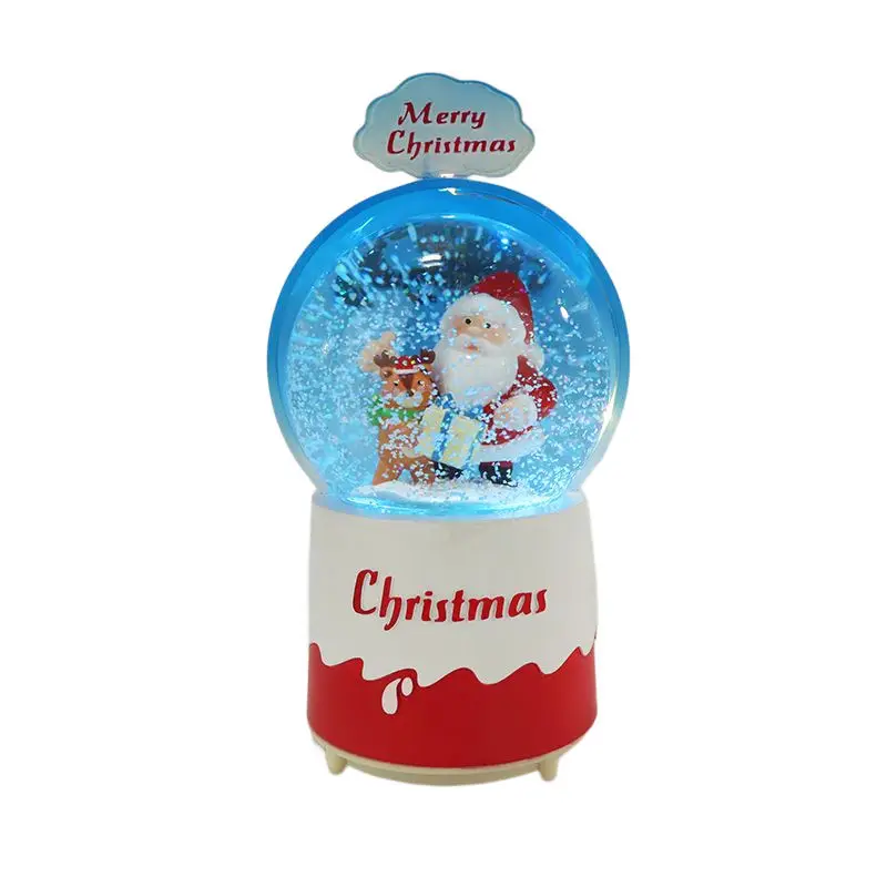 custom resin souvenir snow globe Christmas light and music water globe home decor Santa Claus figurine snow globe souvenir gift