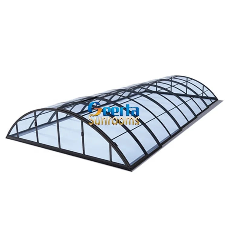 Medium profile telescopic transparent pool cover automatic swimming pool enclosure spa cover