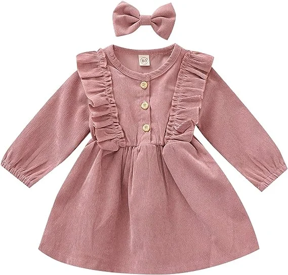 Baby dresses girls with Headband Cute cotton Baby Romper Infant Outfit Fall Romper Jumpsuit short sleeve