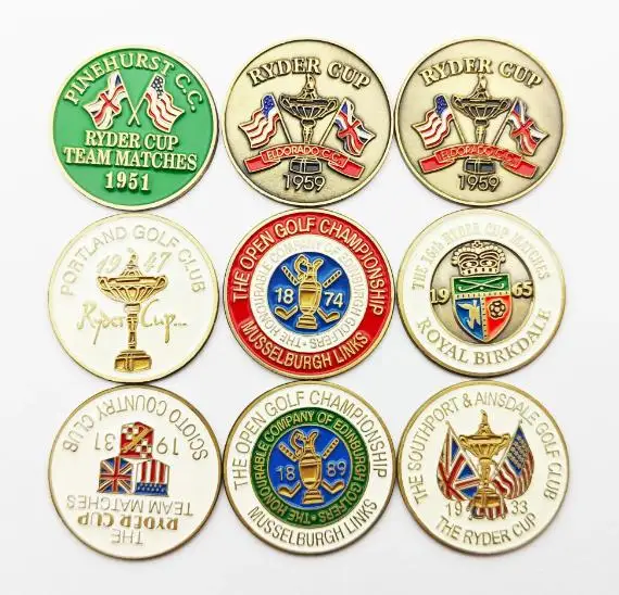High Quality 25mm Customized Zinc Alloy Enamel Embossed Logo Golf Ball Marker Souvenir