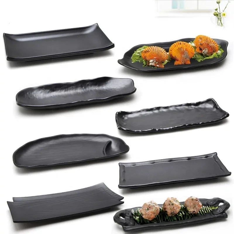 TaiYuanMei Manufacturer Beautiful Unbreakable Easy Washing Black Melamine Plates For Restaurant