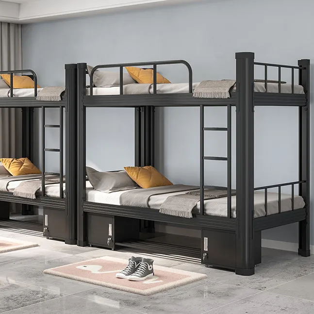 Hostel & School Double Deck Steel Frame Bunk Beds for Kids Triple Metal Bed for Dormitory & Bedroom Project for Home Use