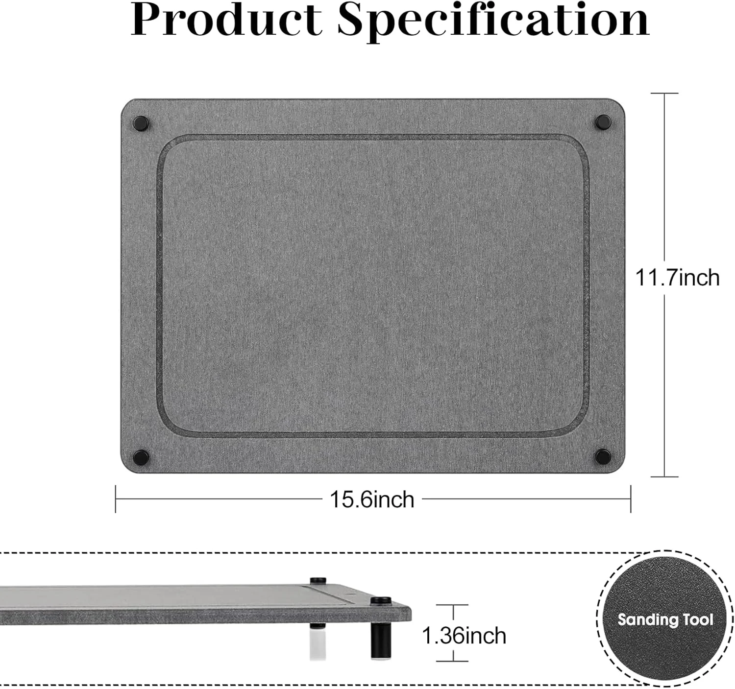 Stone Dish Drying Mat for Kitchen Counter 15.6 x 11.7 Super Absorbent Diatomaceous Earth Dishes Drying Mat with Non-Slip Feet