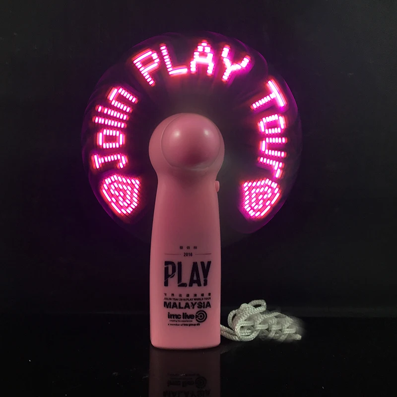 Party Mini White Portable Light Fan Bulk Battery Powered Plastic Pocket Led Custom Message Fans With Light