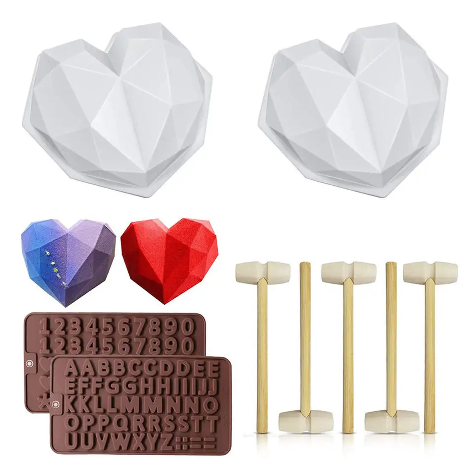 Breakable Heart Mold Set for Chocolate Silicone Molds with Hammers Number and Letter Chocolate Bomb Molds