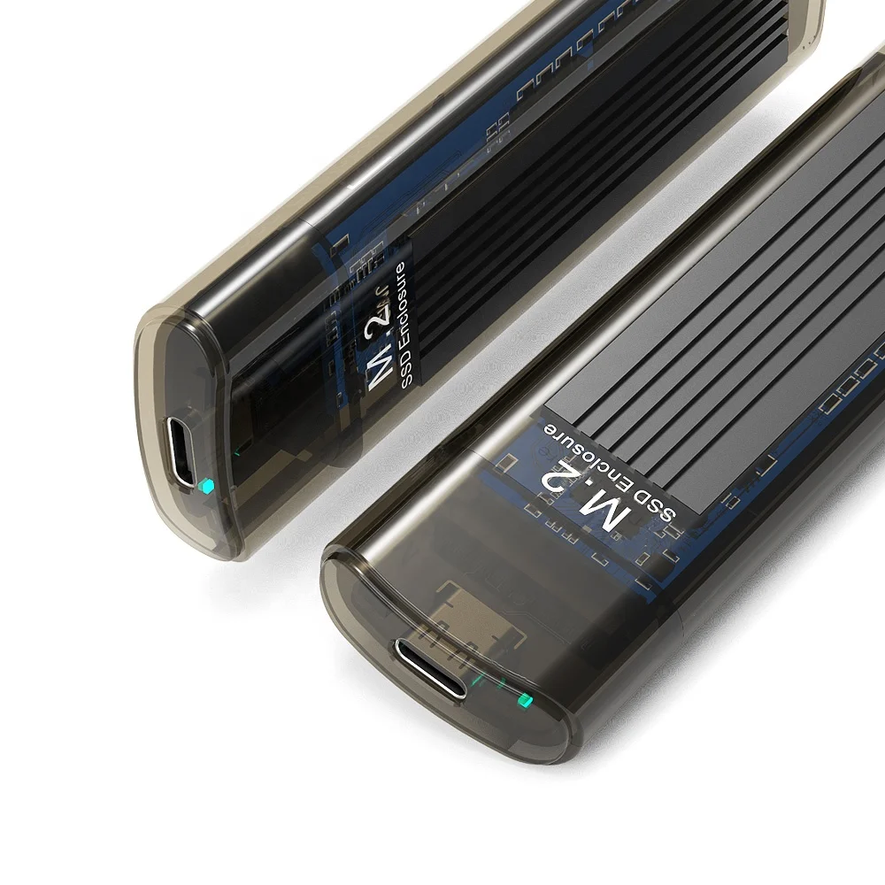 Прозрачный портативный Mini 10 Гбит/с 2 Тб USB3.1 высокоскоростной M ключ 2230 2242 2260 2280 NVME NGFF M.2 SSD корпус Оптовая продажа от
