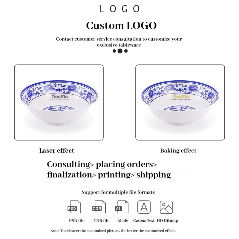 OEM 100% melamine dishes unbreakable plates and bowls melamine plates decal paper noodle ramen melamine bowl