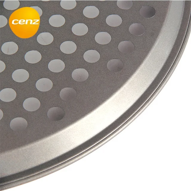 Nonstick Pizza Vented Pan Carbon Steel Crispy Plate Pizza Screen Tray Peel Pan with Holes Pizza Stone Board Wholesale Baking Pan