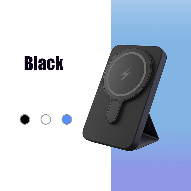 M1 2022 newest 5000mah 6500mah 10000 mAh desktop foldable  wireless Qi fast charge power bank with phone stand